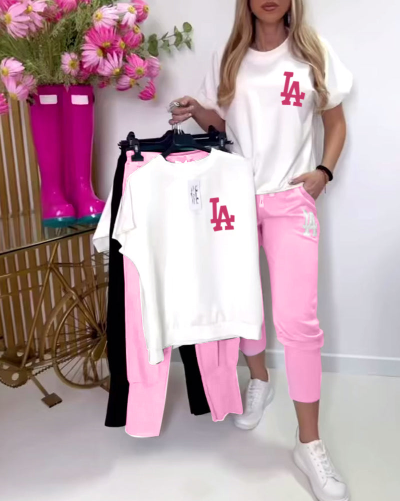 LÉA | ENSEMBLE DÉCONTRACTÉ T-SHIRT ET PANTALON