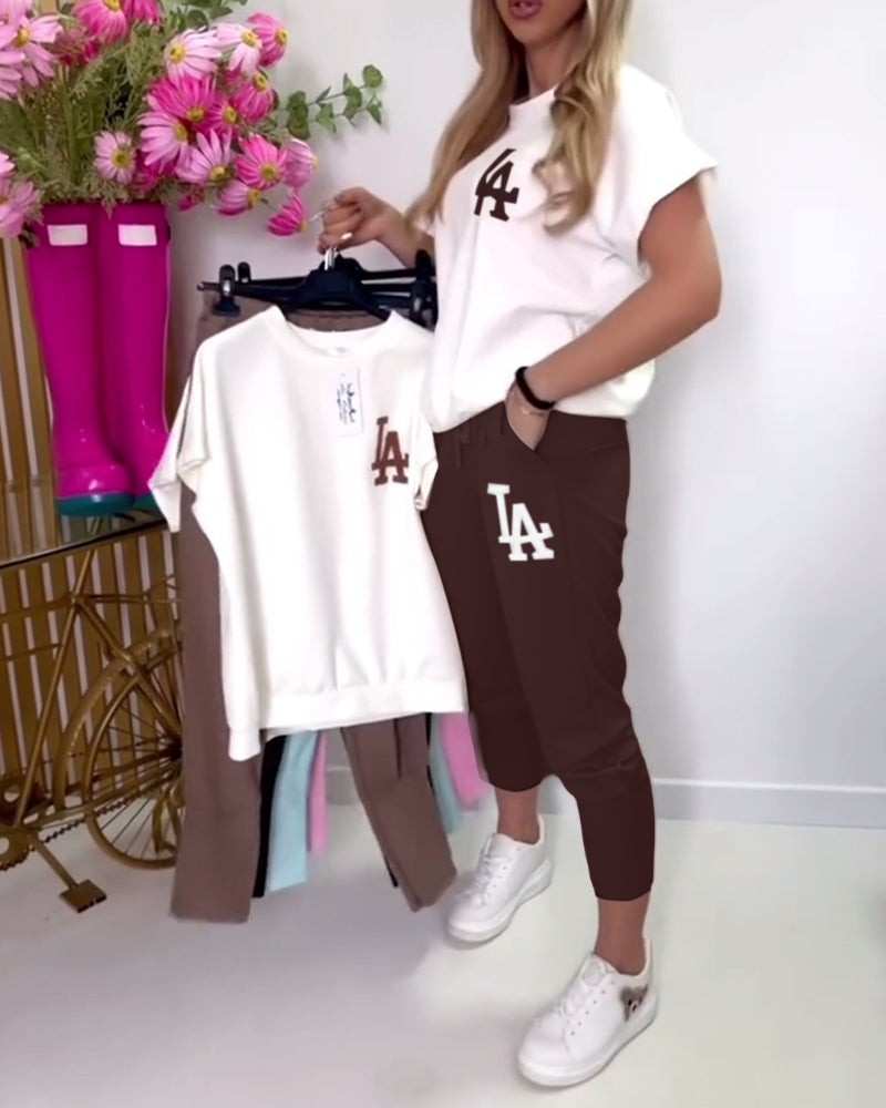 LÉA | ENSEMBLE DÉCONTRACTÉ T-SHIRT ET PANTALON