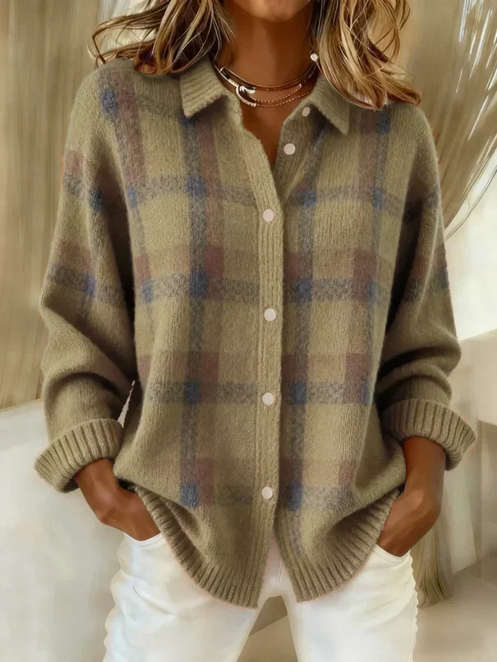 Cait | Retro Contrast Plaid Sweater