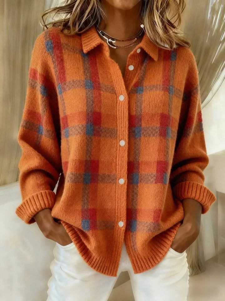 Cait | Retro Contrast Plaid Sweater