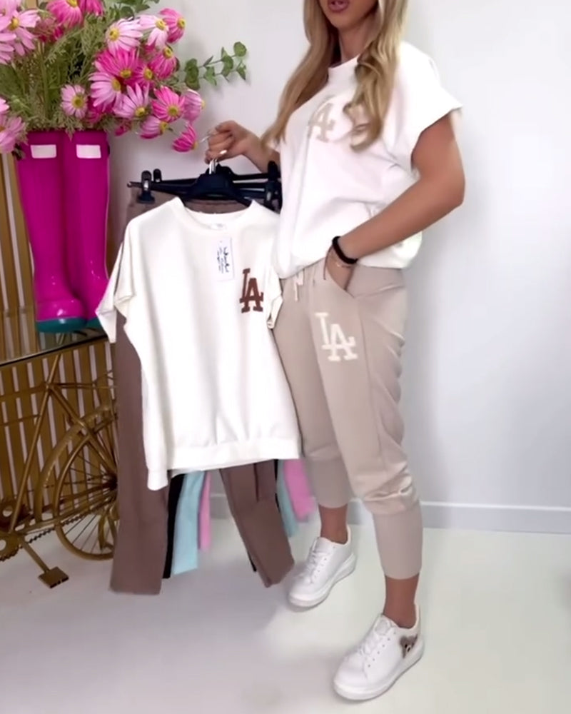 LÉA | ENSEMBLE DÉCONTRACTÉ T-SHIRT ET PANTALON