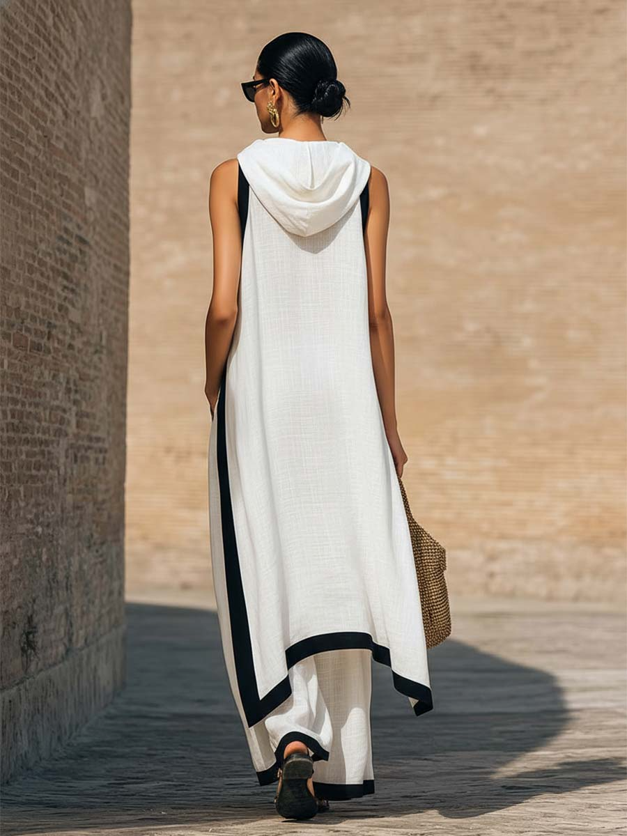 AMARA | ENSEMBLE ARTISTIQUE EN LIN COTON COUPE ASYMÉTRIQUE ÉLÉGANTE