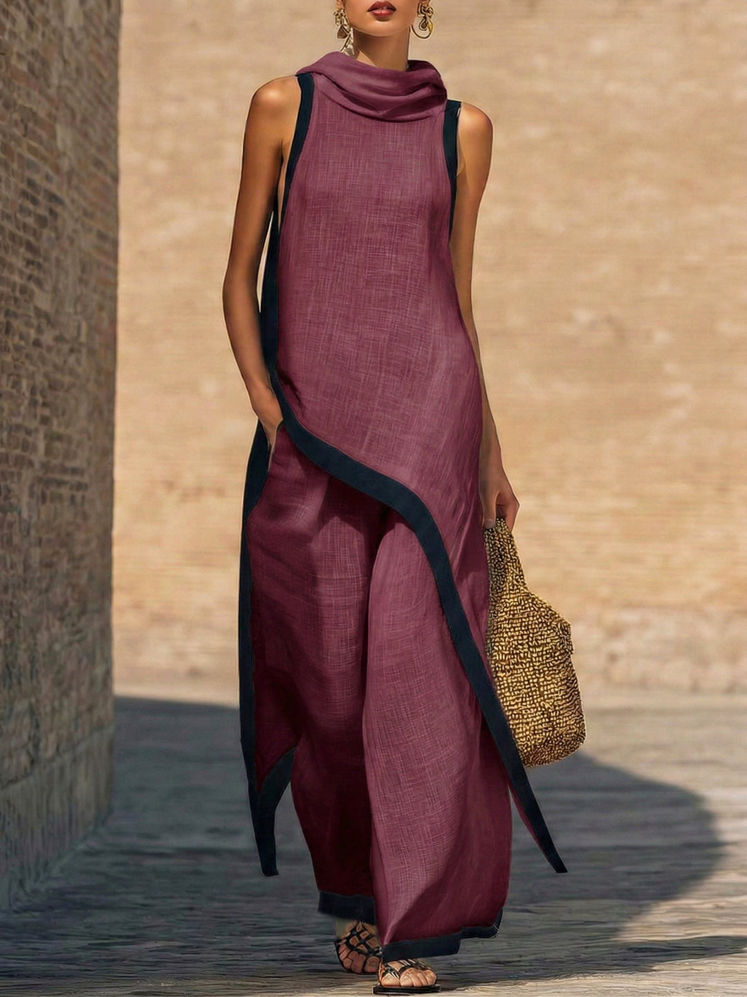 AMARA | ENSEMBLE ARTISTIQUE EN LIN COTON COUPE ASYMÉTRIQUE ÉLÉGANTE