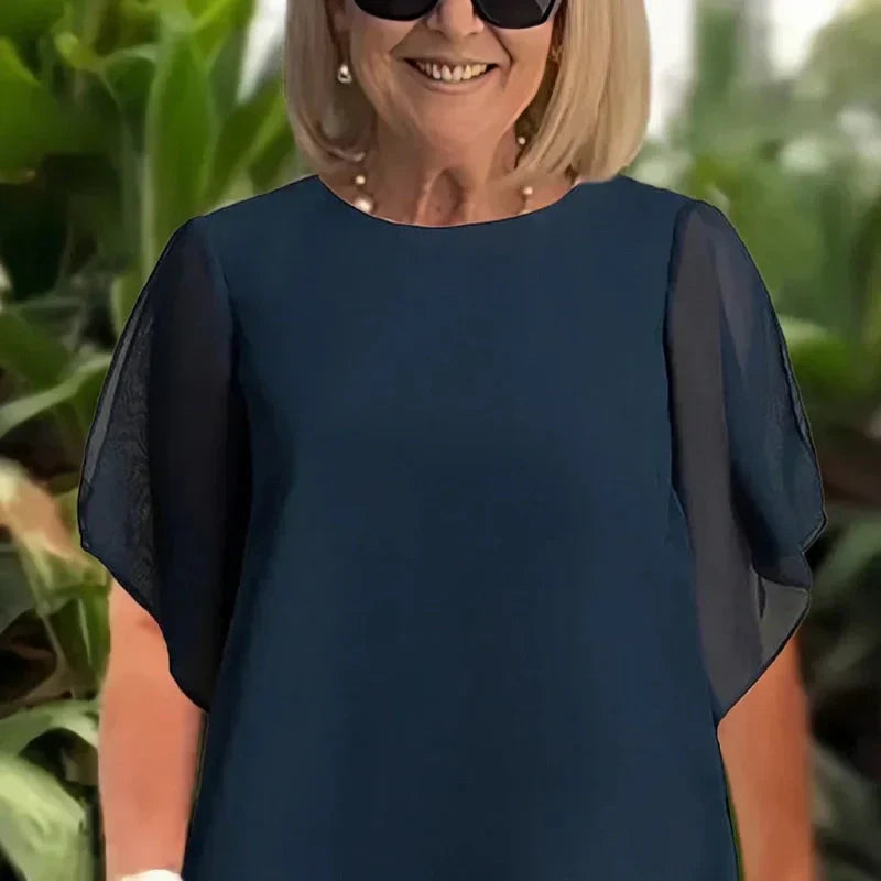 LIORA | ENSEMBLE ÉLÉGANT À TOP ASYMÉTRIQUE ET PANTALON LARGE